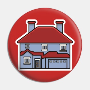 House Building Sticker vector illustration. Building and landmark object icon concept. Beautiful minimalist home front view with roof sticker design logo with shadow. Pin