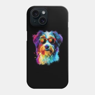 Colourful Cool Golden Doodle Dog with Sunglasses Phone Case