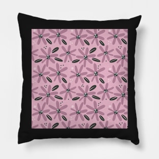 Cute pink abstract flowers in a fun playful flowerpower pattern Pillow