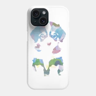 Cute puppy with abstract blue waves 1 Phone Case