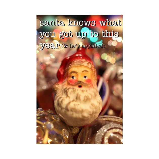 Santa Knows What You Got Up To This Year (Vintage Inspired Rude Christmas Card) by SNAustralia