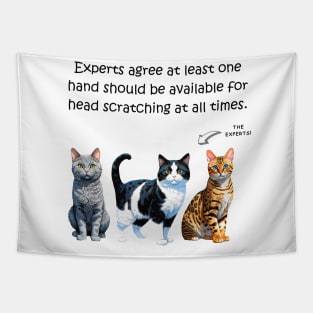 Experts agree at least one hand should be available for head scratching at all times - funny watercolour cat design Tapestry
