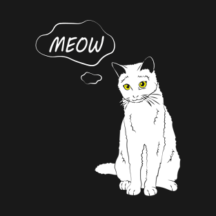 Cat Meow Black and White Comic Book Style Retro - Cat lover T-Shirt