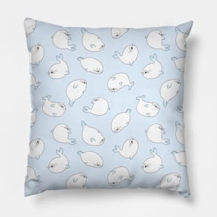 All-Over-Print Adorable Seal Pups (blue) Pillow