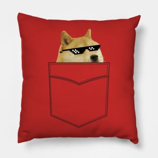 Pocket Doge with Sunglasses Pillow