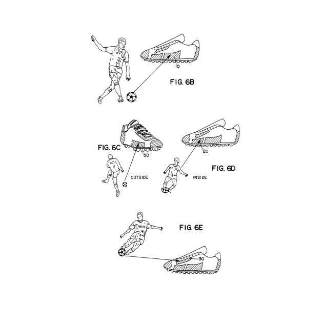 Soccer Training Shoe Vintage Patent Hand Drawing by TheYoungDesigns