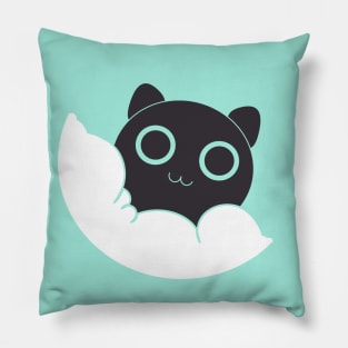 Black Kitty Mint Version Pillow