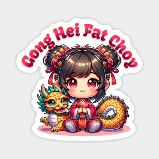 Chinese New Year Girl & Dragon Magnet