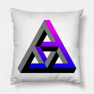 Even more impossible triangle with blue to cyan gradient Pillow