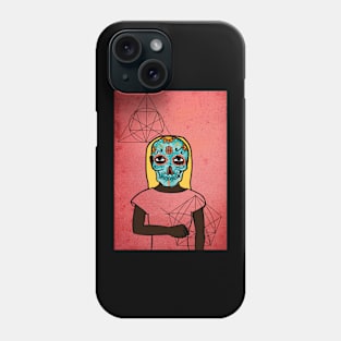 f1 NFT: FemaleMask Art with Mexican Eyes, Dark Skin, and Exclusive Davinci Background Phone Case