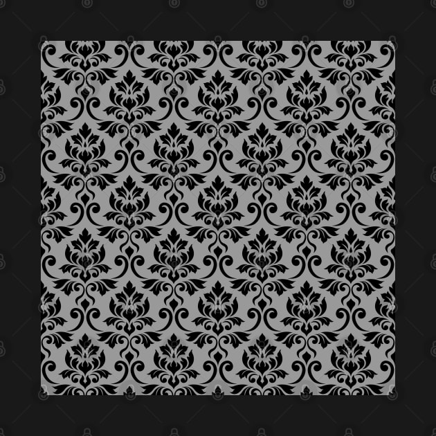 Feuille Damask Black on Gray Pattern by NataliePaskell