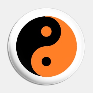 Yin Yang in orange and black Pin