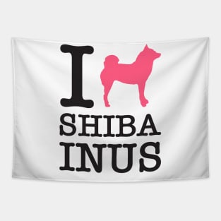 I Heart Shiba Inus feat. Lilly the Shiba Inu - Black Text on White Tapestry