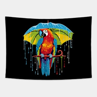 Macaw Rainy Day With Umbrella Tapestry