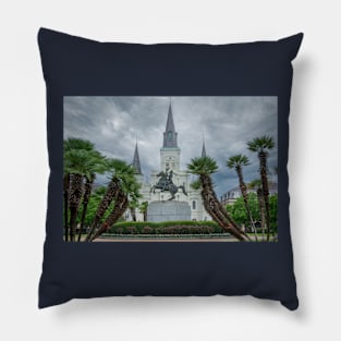 St. Louis Cathedral at Jackson Square in New Orleans by Debra Martz Pillow