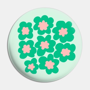 70s retro hippie flowers in mint green and pink Pin