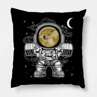 Astronaut Lifting Dogecoin DOGE Coin To The Moon Crypto Token Cryptocurrency Blockchain Wallet Birthday Gift For Men Women Kids Pillow