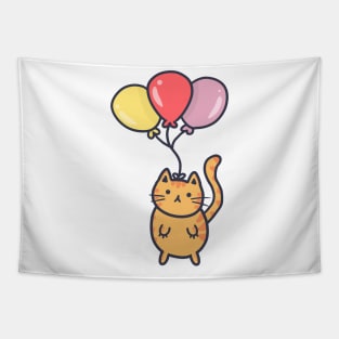 cute floating ballon cat Tapestry