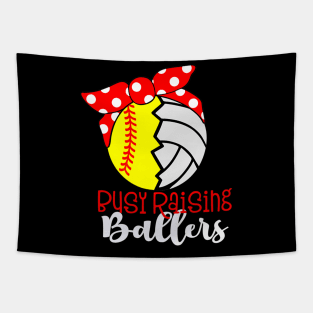 Busy Raising Ballers Softball Player Tapestry