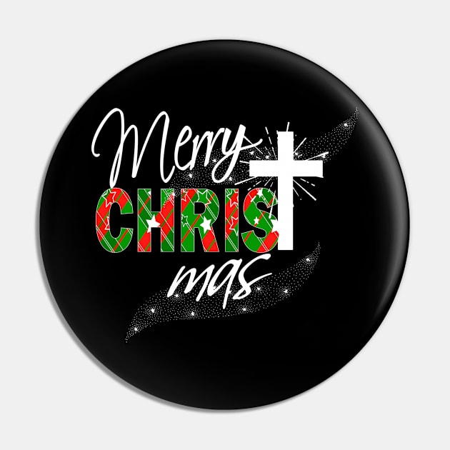 Christian Christmas Holiday Merry Christmas Plaid Cross Gift Pin by Kimmicsts