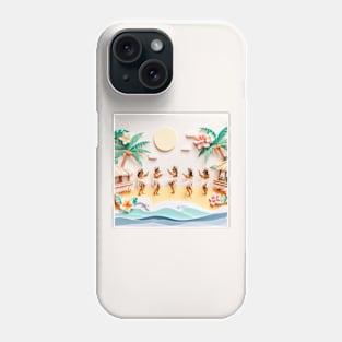 Paper Art Hawaiian Dancers Phone Case