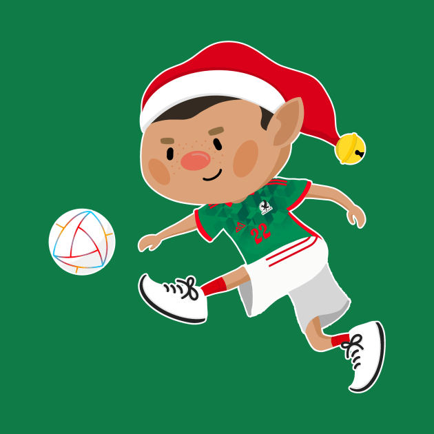 Mexico football Christmas elf. Football World Cup soccer t-shirt by abtchlr