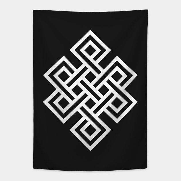 Endless Knot White Tapestry by Skinny Bob