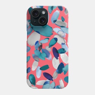 Pocket - WATERCOLOR PETAL STAINS BLUE CORAL Phone Case