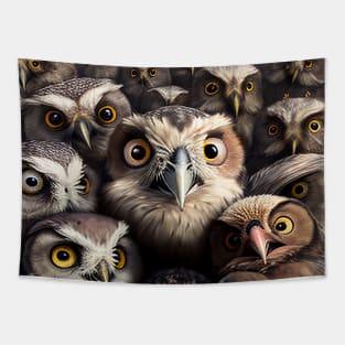 Owl Bird Wild Nature Funny Happy Humor Photo Selfie Tapestry