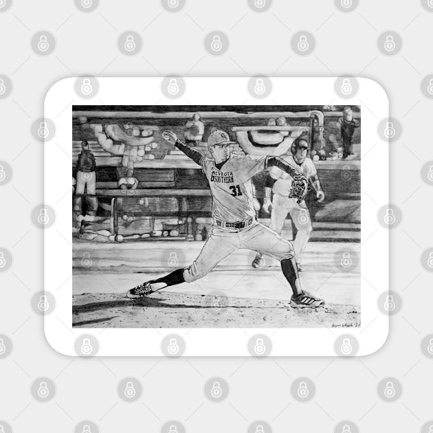 College Baseball pitcher Magnet by BryanWhipple