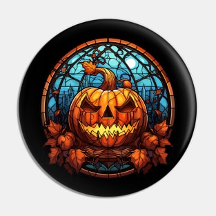 Stained Glass Jack-o-Lantern Pin