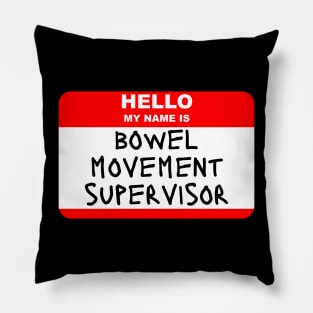 Hello My Name is Bowel Movement Supervisor Pillow