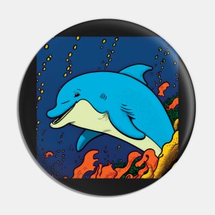 Smiling Underwater Dolphin Pin