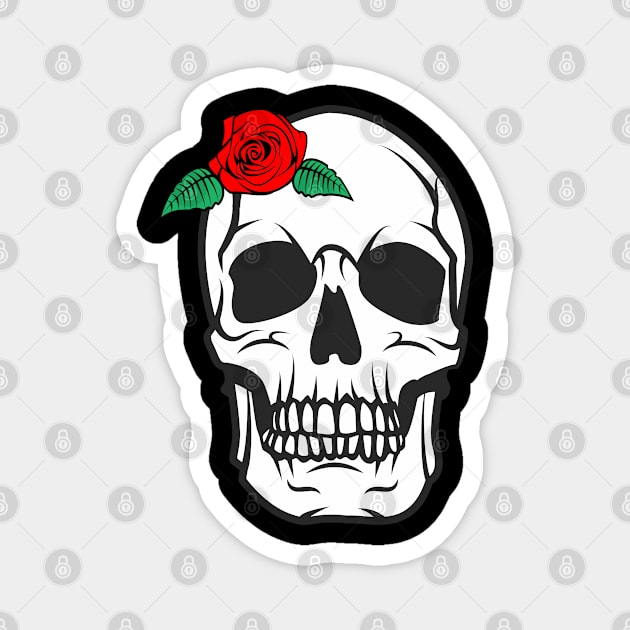 Japanese Retro - Skull and Rose 2 Magnet by ahmadzakiramadhan