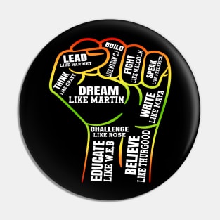 Black Leaders Power Fist Hand Black History Month Pin