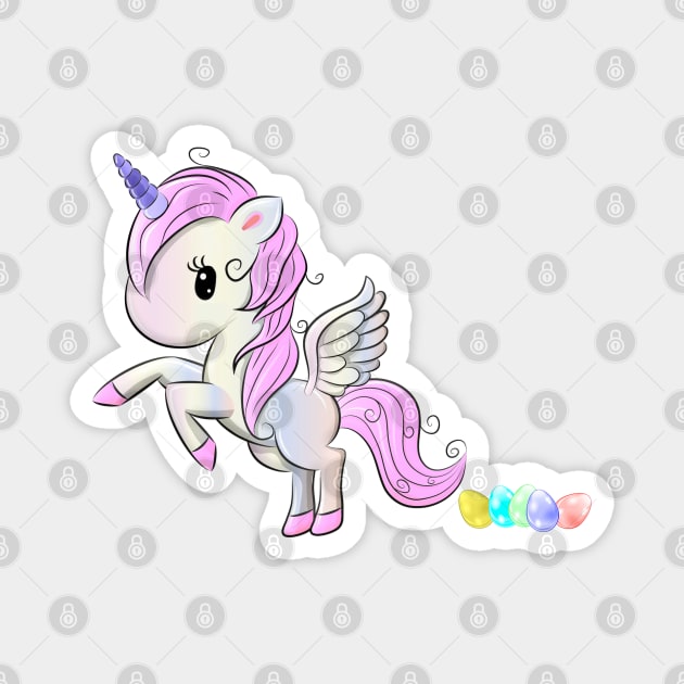 Easter Unicorn Pegasus Egg Poop Magnet by HolidayBug