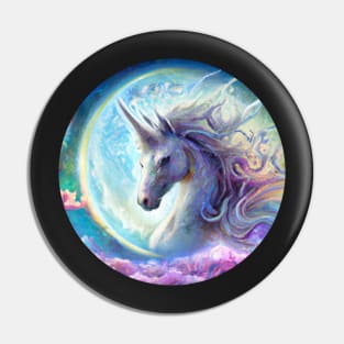 Moon Unicorn Watercolor Pin