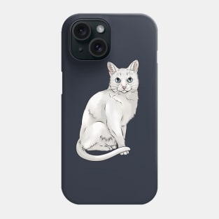 Cute White Cat with Blue Eyes Phone Case