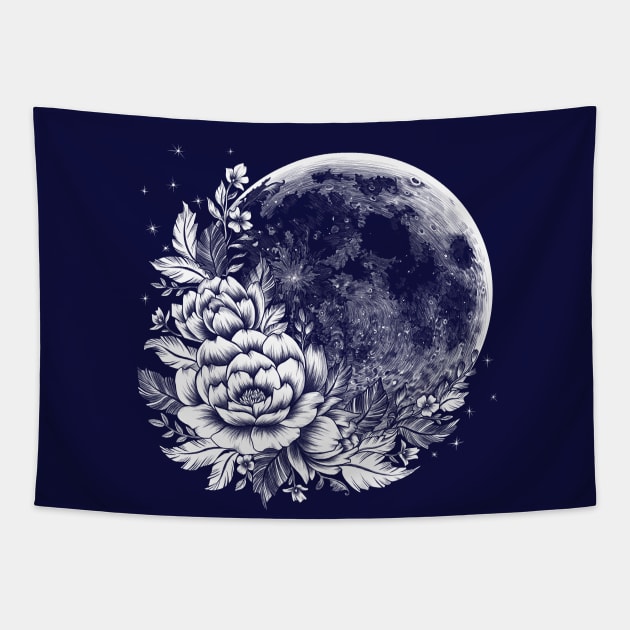 Moon Flower Tapestry by juliavector