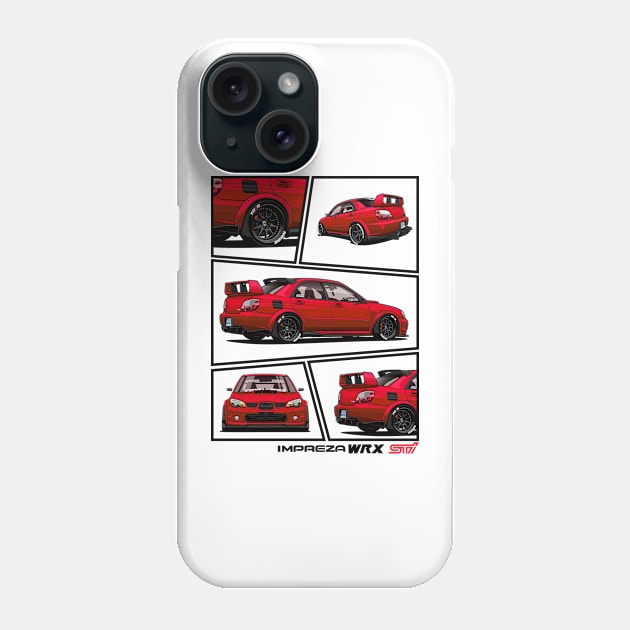 Impreza WRX STI Hawkeye Red, JDM Car Phone Case by T-JD