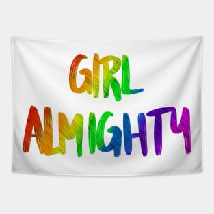 Girl almighty rainbow 1 Tapestry