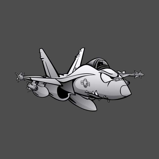 F/A-18 Hornet Military Fighter Attack Jet Airplane Cartoon by hobrath