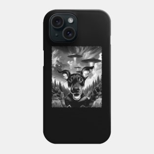 Doberman Pinscher Dog UFO Tee Trendsetter Triumphs for Canine Enthusiasts Phone Case