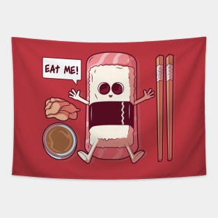 Cute Cartoon Sushi Dinner Tapestry