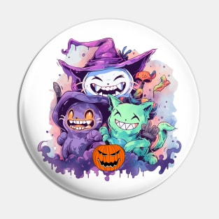 Funny Scary Cats Halloween Pin