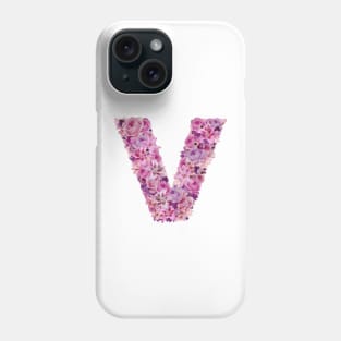 Pink Floral Letter V Phone Case