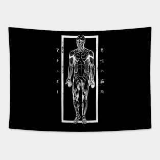 Anatomy Muscles of a man with Japanese Kanji Tapestry