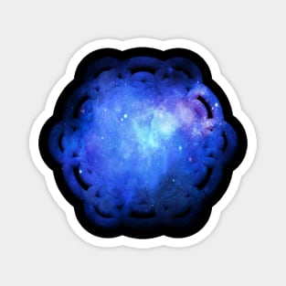 Blue Cosmos Space Flower Of Life Mandala Magnet