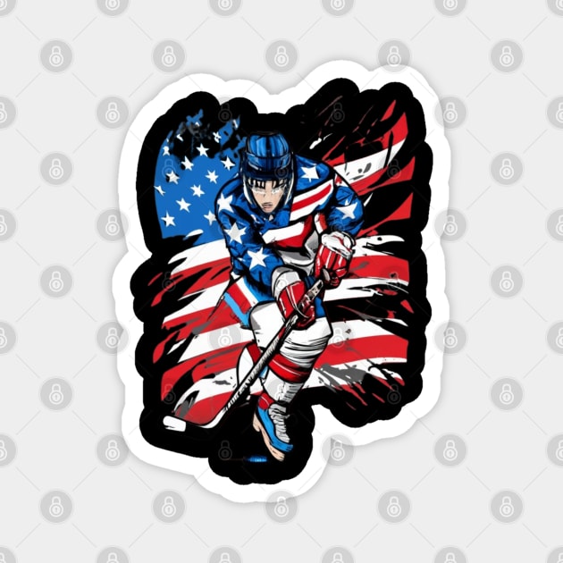 Hockey American Flag  design Hockey Magnet by click2print