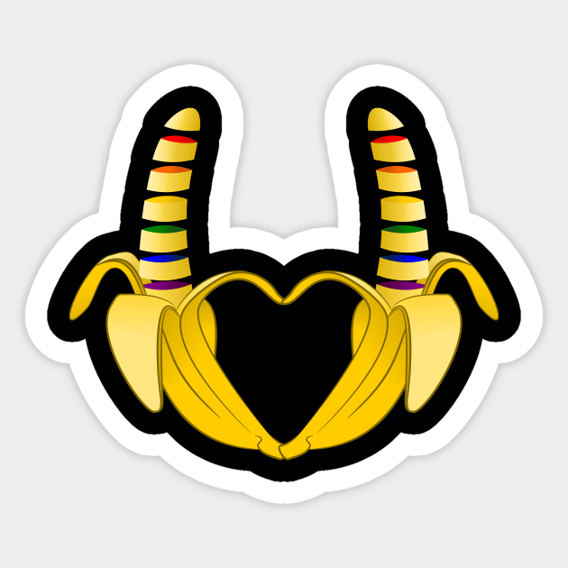 Gay Pride Bananas Heart - Wedding - Sticker